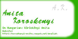 anita koroskenyi business card