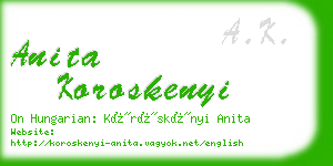 anita koroskenyi business card